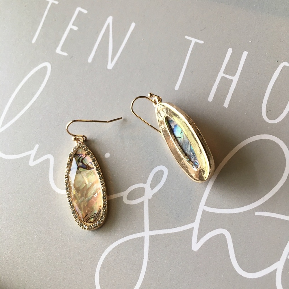 'Kira' Faceted Abalone Drop Gold Hook Earrings - Picture 7 of 7